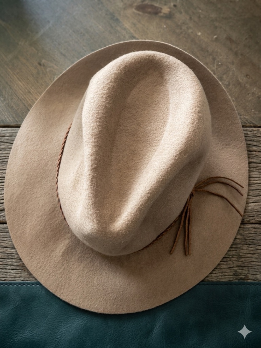 DEY Taupe Wool Felt Fedora with Braided Trim